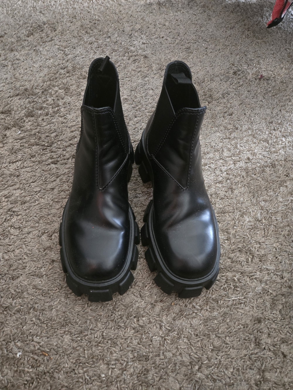 Prada Men's Black Lug-Sole Chelsea Boots